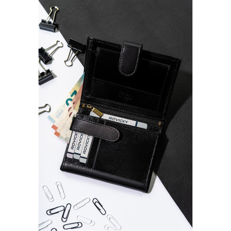 Schwarze Herren Geldbörse aus Leder mit RFID – Rovicky