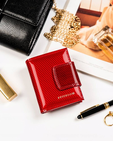 Kleines Damen-Geldbörse aus Leder mit Druckknopf - Peterson