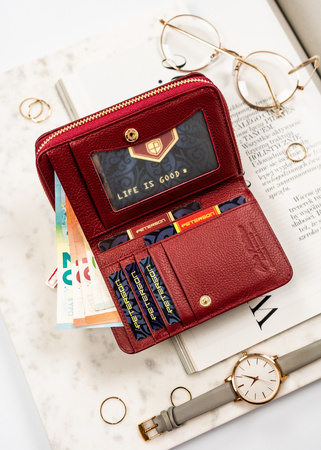 Rote Damen Geldbörse aus Leder mit RFID – als Geschenk – Peterson