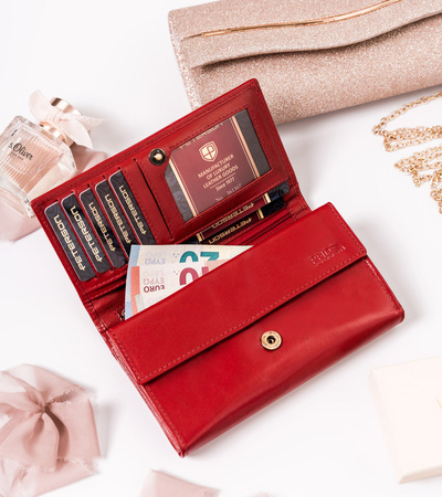 Damen Geldbörse aus Leder mit Außentasche – Peterson