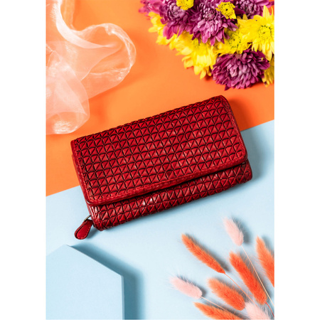 Rote Damen Geldbörse mit geometrischer Prägung – Rovicky