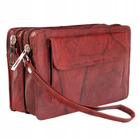 Zweifach unterteilte Herren Handgelenktasche aus Echtleder