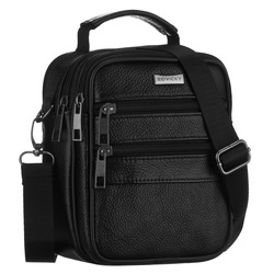 Herren-Umhängetasche aus Leder in Schwarz – Rovicky