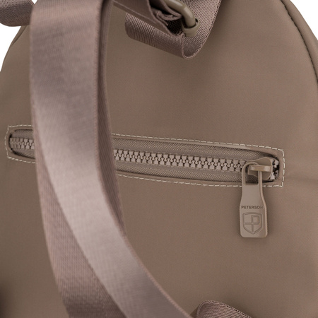 Kleiner, beiger Damen-Rucksack aus Polyester, ausgestattet mit einem zusätzlichen Gürtel - Peterson