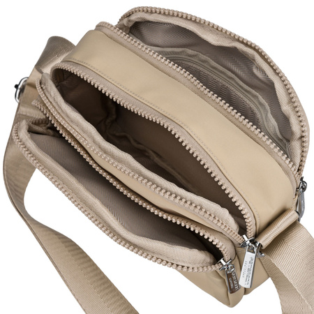 Damen-Handtasche aus Polyester in Hellbeige mit Reißverschluss - Peterson