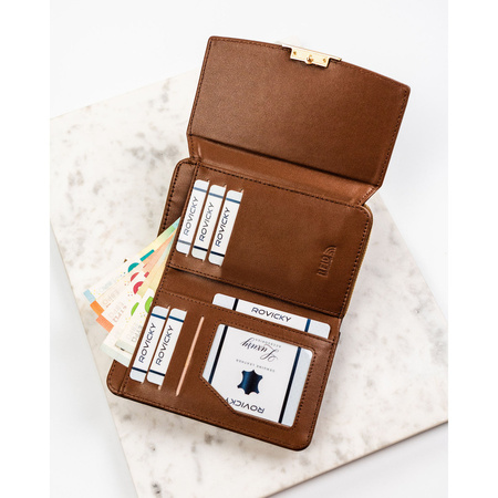 Braune Damen-Geldbörse aus Öko-Leder mit RFID-Schutz - Rovicky