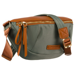 Damen Gürteltasche aus Nylon und Öko-Leder in Grün-Braun mit verstellbarem Gurt – Peterson