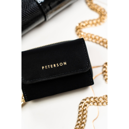 Kleine Damen Geldbörse mit Druckknopf und goldenen Akzenten – Peterson