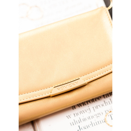 Mittelgroße Damen-Geldbörse aus Öko-Leder, dunkelbeige, mit Platz für Fahrzeugschein - Rovicky