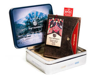 Herren Geldbörse Hochformat, Schwarz, Echtleder – Peterson