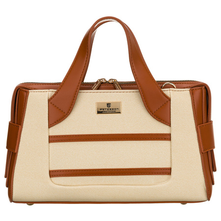 Elegante Damenhandtasche in Ecru und Braun aus synthetischem Material - Peterson