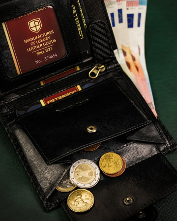 Große Herren Geldbörse aus echtem Leder mit Druckknopf – Peterson