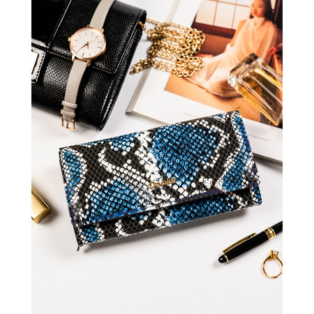 Horizontale Damen Geldbörse aus echtem und Öko-Leder mit Schlangenprägung – 4U Cavaldi