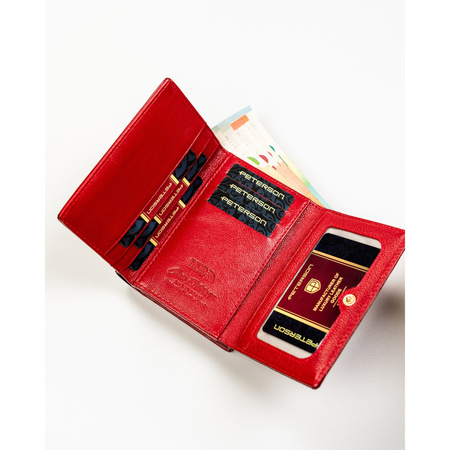 Damen-Geldbörse aus lackiertem Naturleder in Rot – Peterson