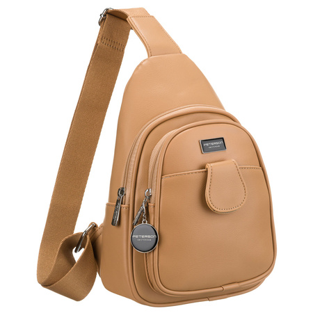 Sportliche beige Damen Gürteltasche Crossbody aus Öko-Leder – Peterson