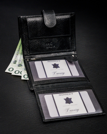 Klassische Herren Geldbörse Hochformat mit Verschluss aus Echtleder mit RFID-Technologie – Rovicky