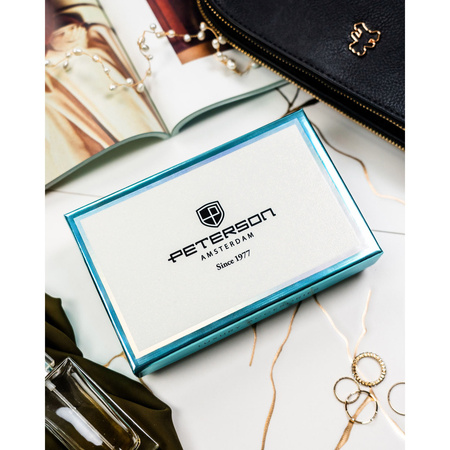 Elegante Damen-Geldbörse mit Blumen aus Natur- und Öko-Leder – Peterson