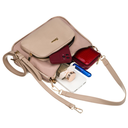 Damen-Umhängetasche aus Nylon in Rosa, mit Reißverschluss – Peterson