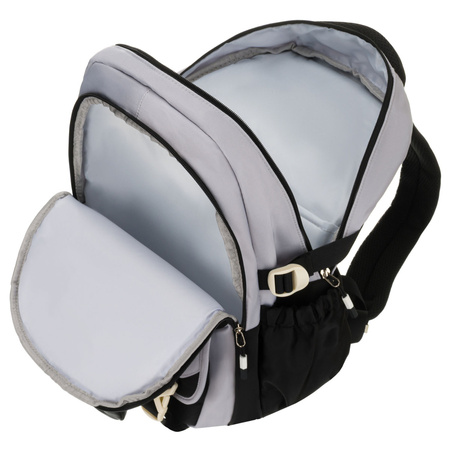 Grau-schwarzer Schulrucksack aus Polyester mit zusätzlicher Tasche - Peterson