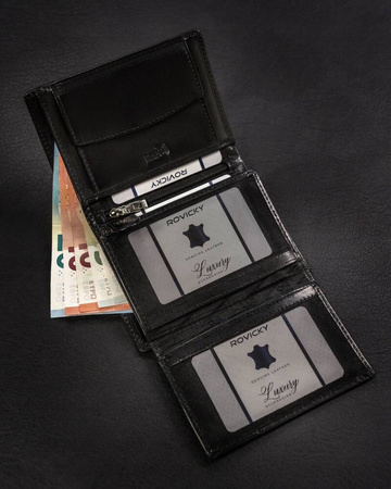 Herren Geldbörse Hochformat aus Leder ohne Verschluss – Rovicky