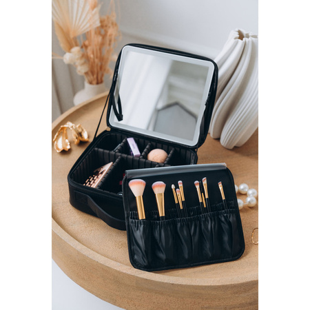 Schwarze Schmuckschatulle aus Öko-Leder, mit Reißverschluss – Peterson