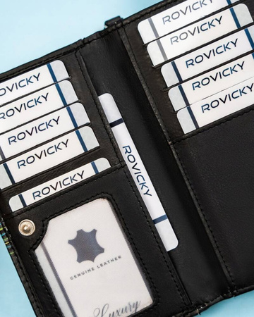 Damen Geldbörse mit Druckknopf aus echtem Leder – Rovicky