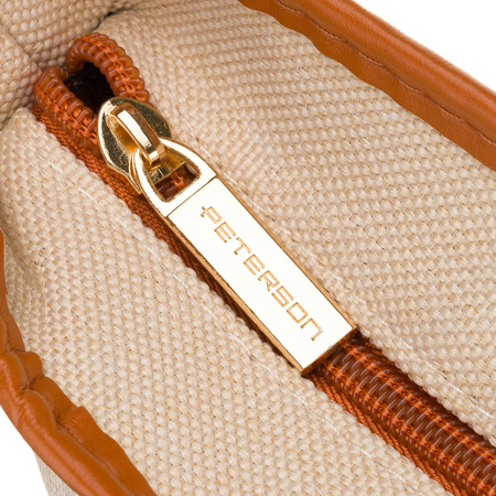 Beige-braune Kosmetiktasche aus Synthetikgewebe mit Reißverschluss – Peterson