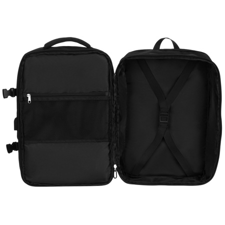 Schwarzer Reise-Rucksack, ideal als Handgepäck für das Flugzeug - Peterson