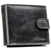 Herren-Geldbörse aus Leder in Schwarz, mit RFID-System und Druckknopfverschluss - Peterson