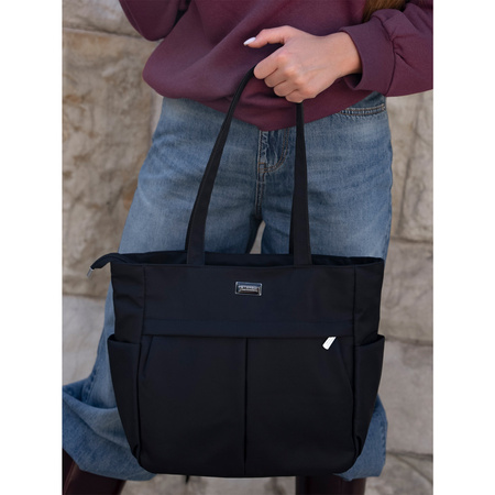 Modische Shopper Tasche A4 in Schwarz – Peterson