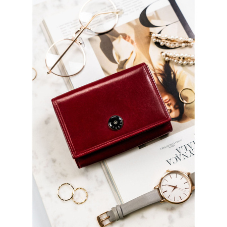 Elegante kompakte Damen Geldbörse rot aus Leder – Peterson