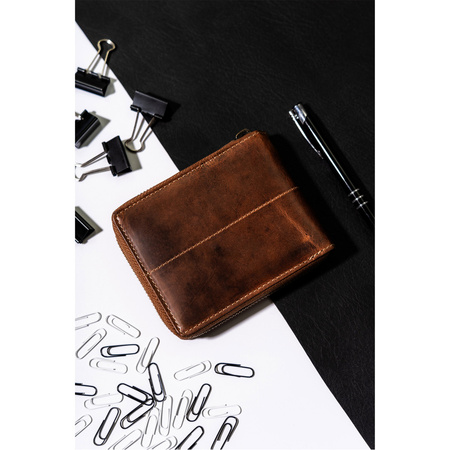 Herren Geldbörse aus Leder mit Reißverschluss und RFID – Always Wild