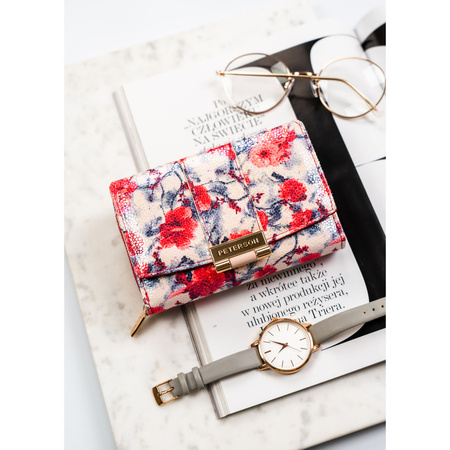Multifarbene Damen-Geldbörse aus Öko-Leder mit floralem Muster - Peterson