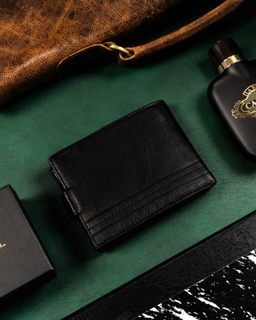 Große Herren Geldbörse aus Leder mit Druckknopf – Rovicky