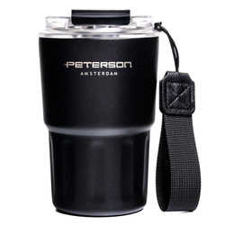 Schwarzer Thermobecher aus Edelstahl mit doppelwandiger Isolierung - Peterson