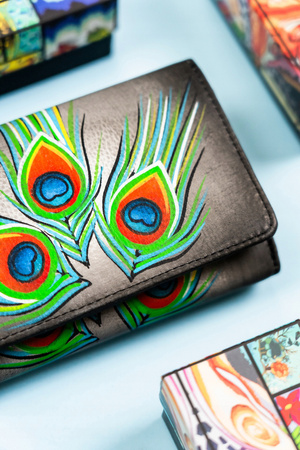 Damen Geldbörse mit Druckknopf aus echtem Leder – Rovicky