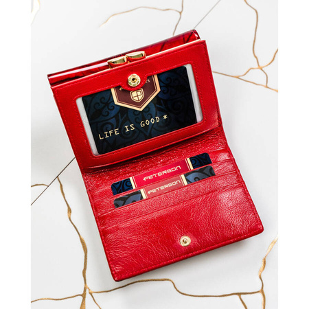 Rote Damen Geldbörse aus Leder mit Bügelfach für Münzen – Peterson