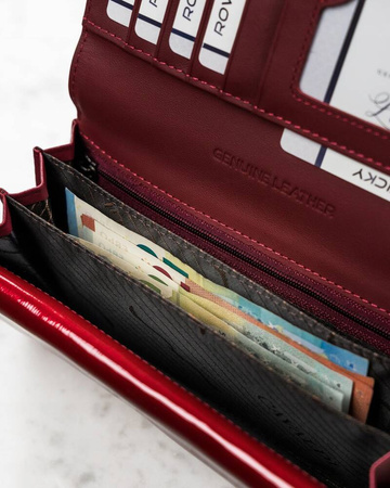 Geräumige, große Damen Geldbörse aus echtem Leder mit Druckknopf – 4U Cavaldi