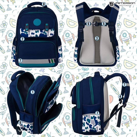 Marinegrün-grüner Schulrucksack mit Laptopfach – Peterson