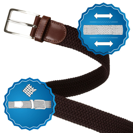 Brauner Textilgürtel aus Synthetikmaterial und Öko-Leder – Rovicky