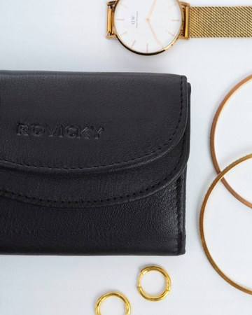 Elegante, kleine Damen-Geldbörse mit Druckknopf aus Leder – Rovicky