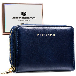 Kleine dunkelblaue Damen Geldbörse aus Öko-Leder mit RFID-Schutz – Peterson