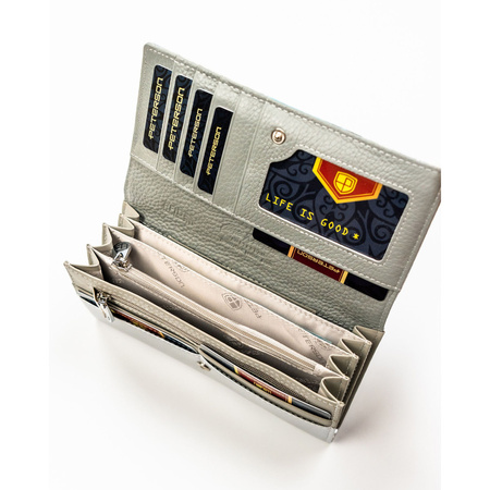 Große, mehrfarbige Damen Geldbörse aus Kunst- und Echtleder mit Druckknopf – Peterson