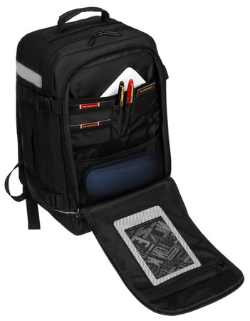 Reiserucksack in Schwarz mit praktischem Trolleygurt – Peterson