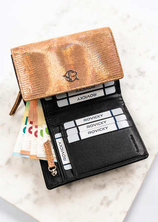 Damen Geldbörse aus echtem Leder mit Druckknopf – Rovicky