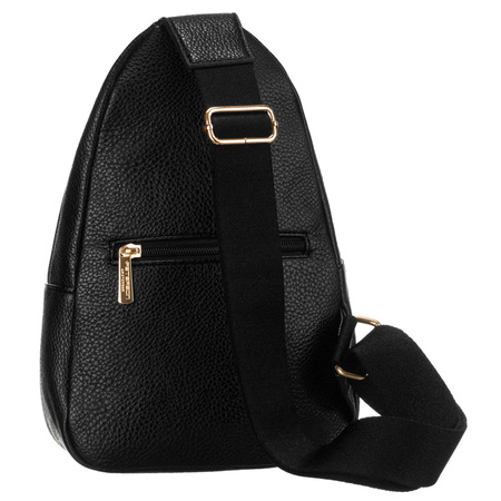 Schwarze Damen Gürteltasche Crossbody, Ein-Schulter-Rucksack aus Öko-Leder – Peterson