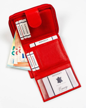 Kleine Damen Geldbörse aus Leder mit Druckknopf in Rot – Rovicky