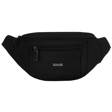 Schwarze Herren-Gürteltasche  mit Außentaschen mit Reißverschluss, aufgehängt an einem verstellbaren Gürtel – Peterson