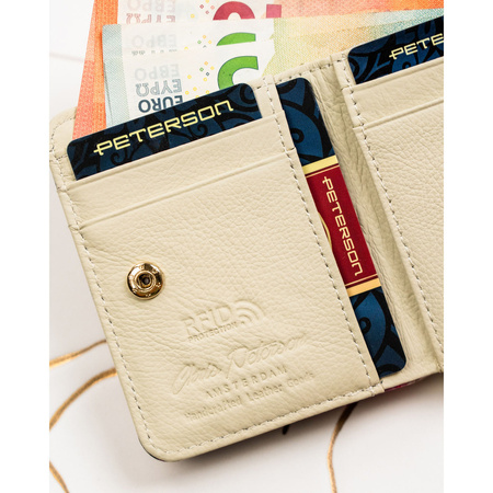 Damen-Geldbörse mit Blumenmuster aus Natur- und Öko-Leder – Peterson