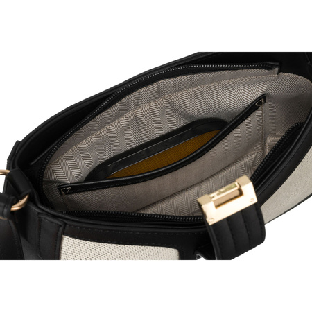 Damen Umhängetasche in Beige aus Echtleder und Canvas – Peterson